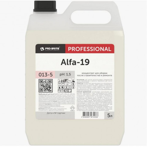 Alfa-19. 5 л для удаления сложных минеральных загрязнений